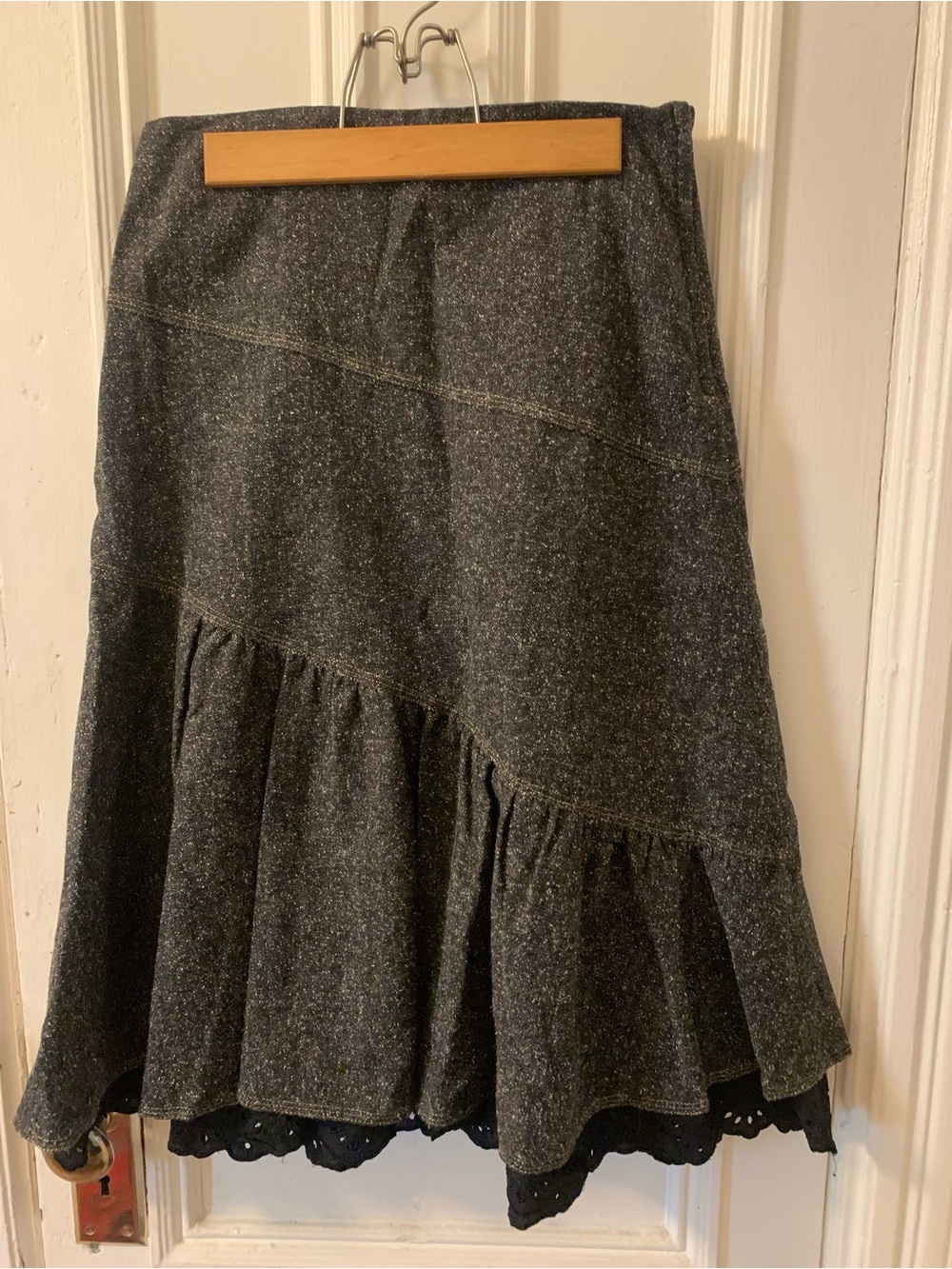 H&M Dark Gray A-Line Ruffle Hem Skirt